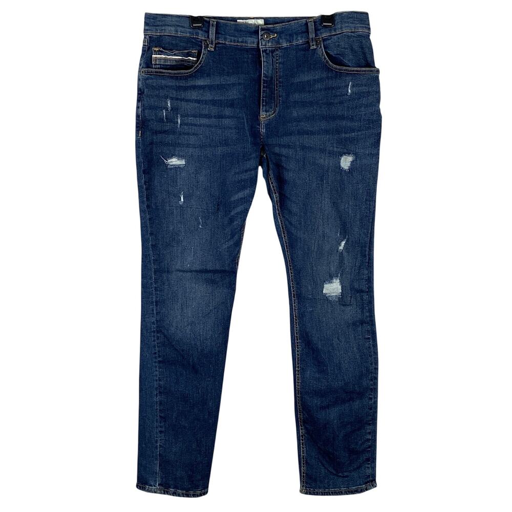 Sun + Stone Jeans Men's 36x30 Slim-Fit Distressed Blue Denim Riverview Wash NEW